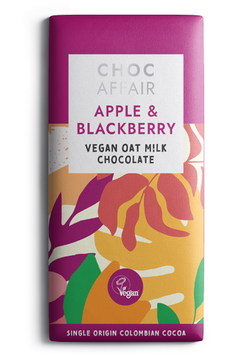Choc Affair Apple & Blackberry Oat Milk Chocolate Bar 90g