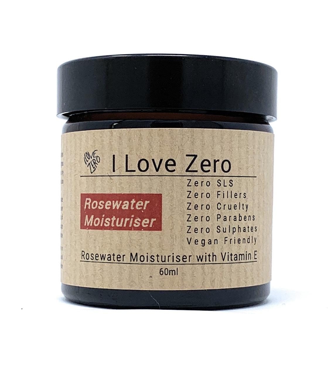 Rosewater Moisturiser & Vitamin E Cream 60ml vegan paraben free