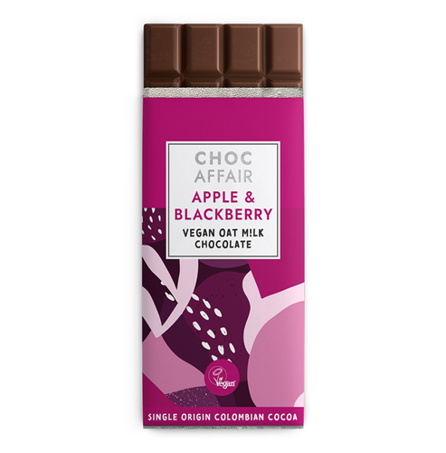 Choc Affair Apple & Blackberry Oat Milk Chocolate Bar 90g