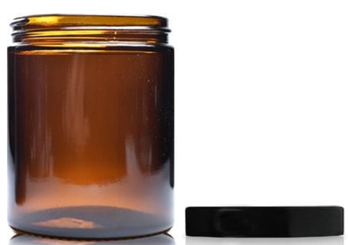 180ml Amber Glass Candle Jar with Black Lid