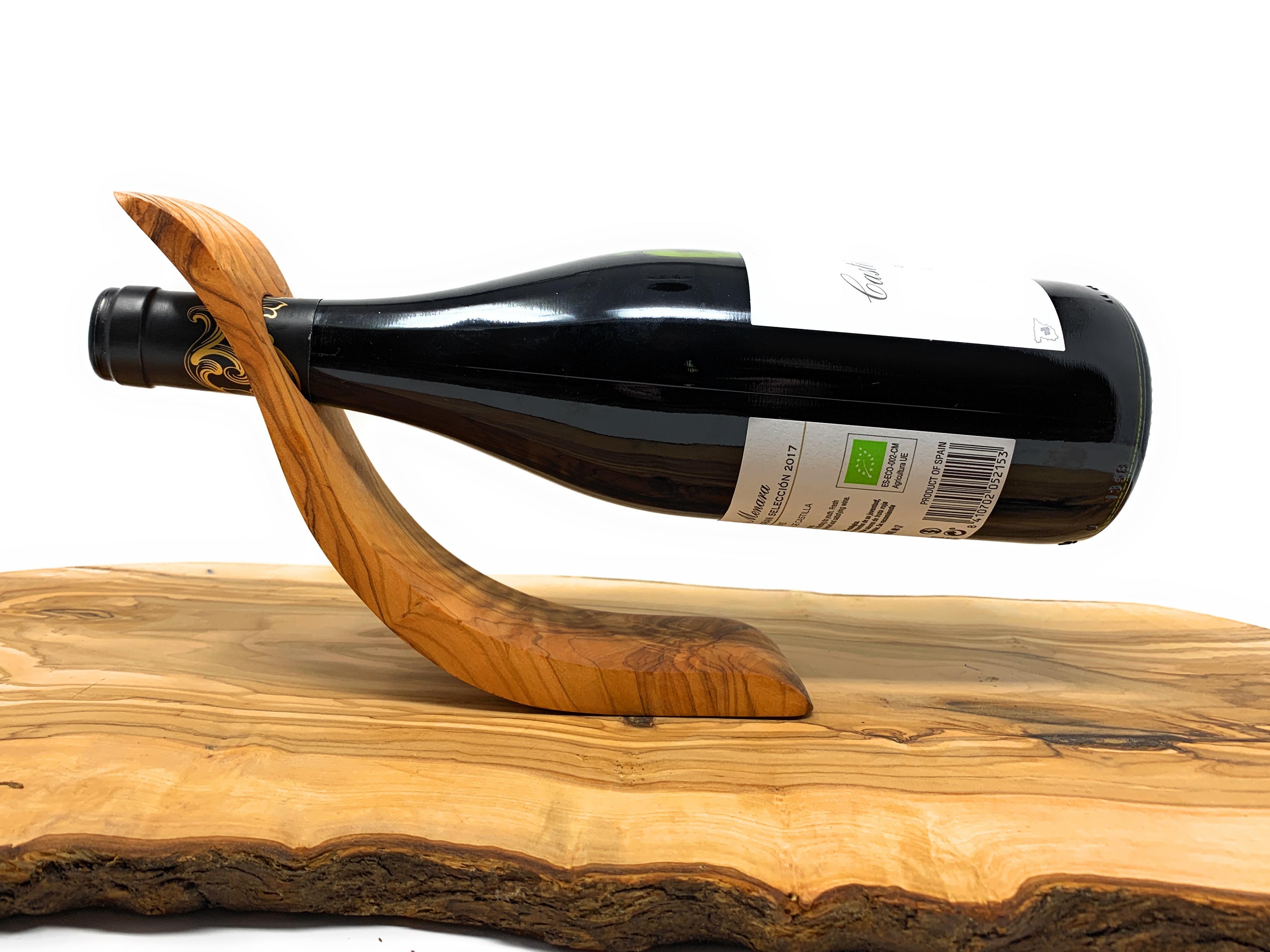 Olive wood wine bottle holder