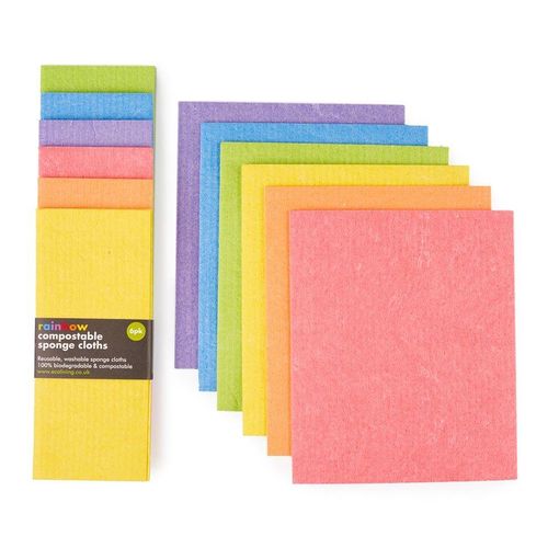 EcoLiving - Compostable Sponge Cleaning Cloths - Rainbow 6 pack