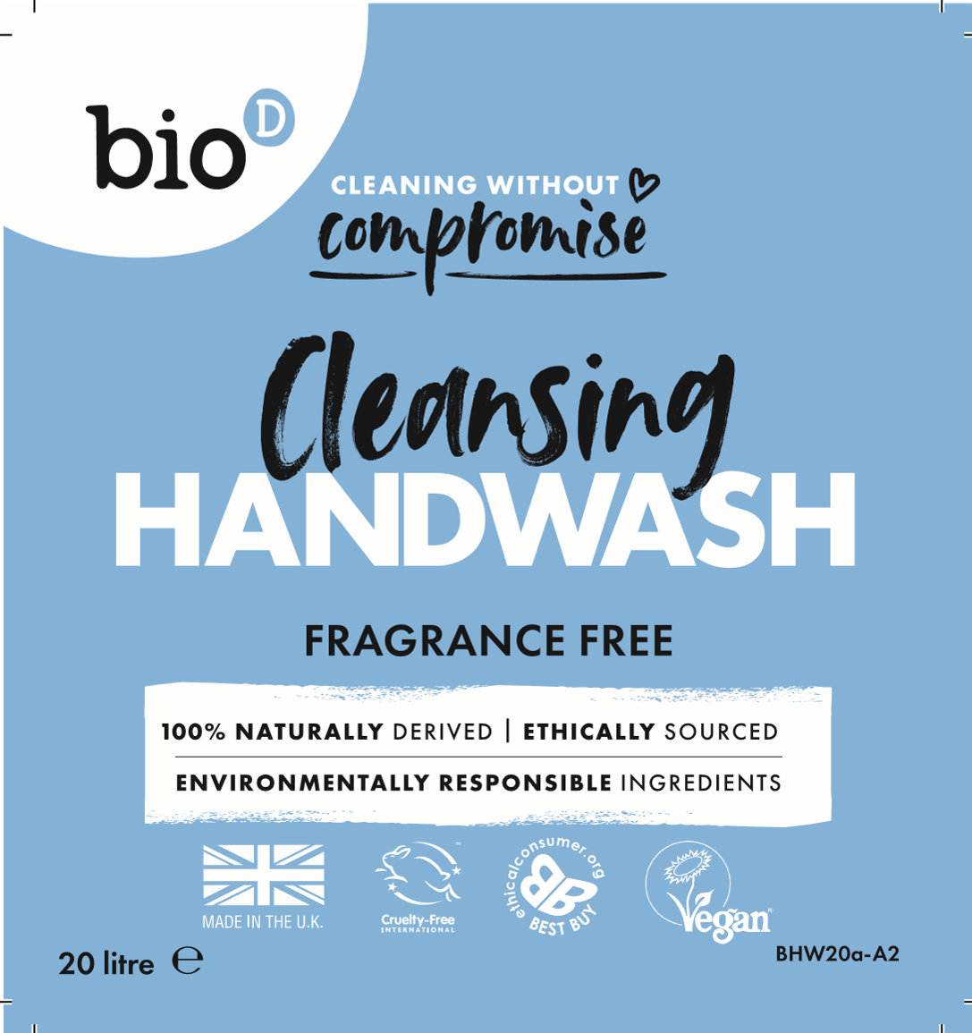 Bio-D Cleansing Hand Wash - Fragrance Free (500ml refill)