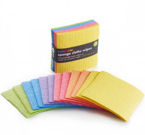 Compostable Rainbow Sponge Cloths Wipes 12 Pack