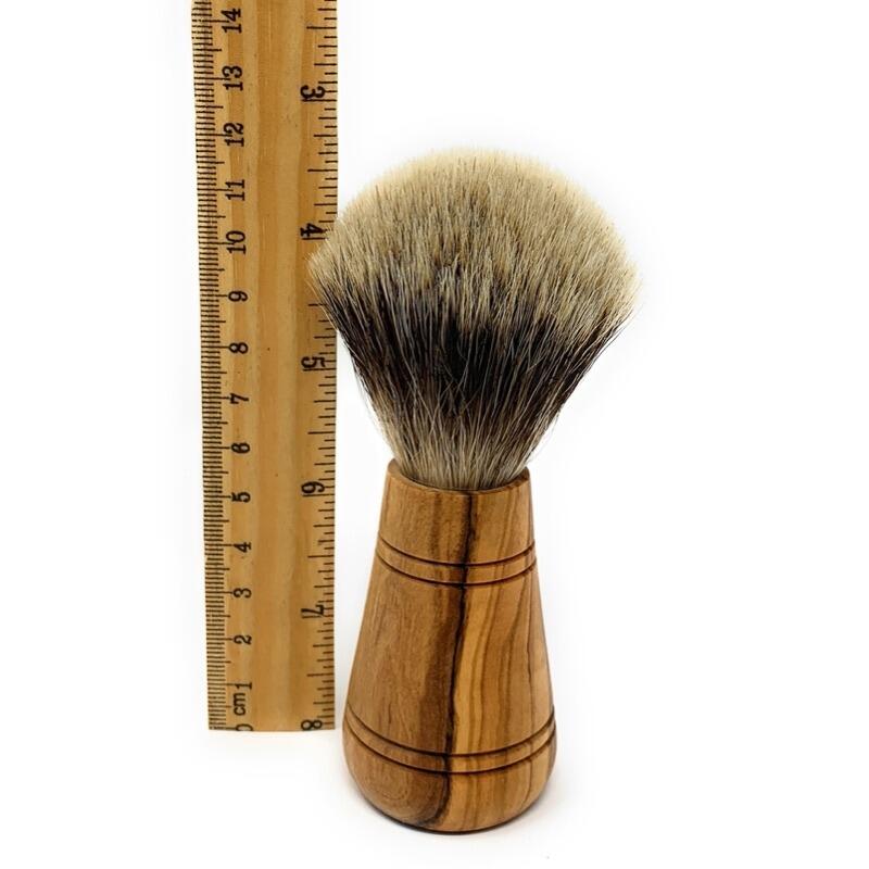 Olive Wood Handle Shaving Brush with Vegan Synthetic Hair