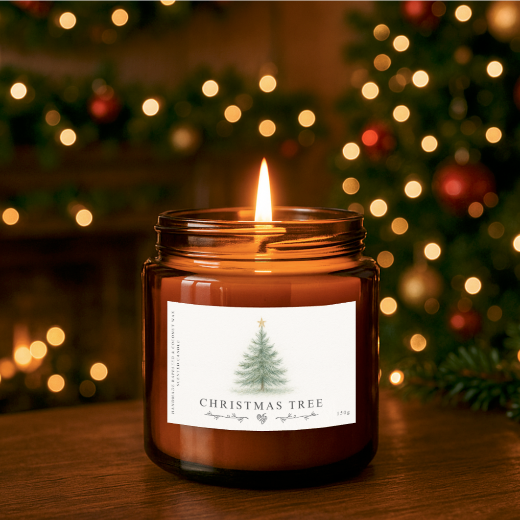 Christmas Tree Scented Candle with Rapeseed & Coconut Wax - 150g