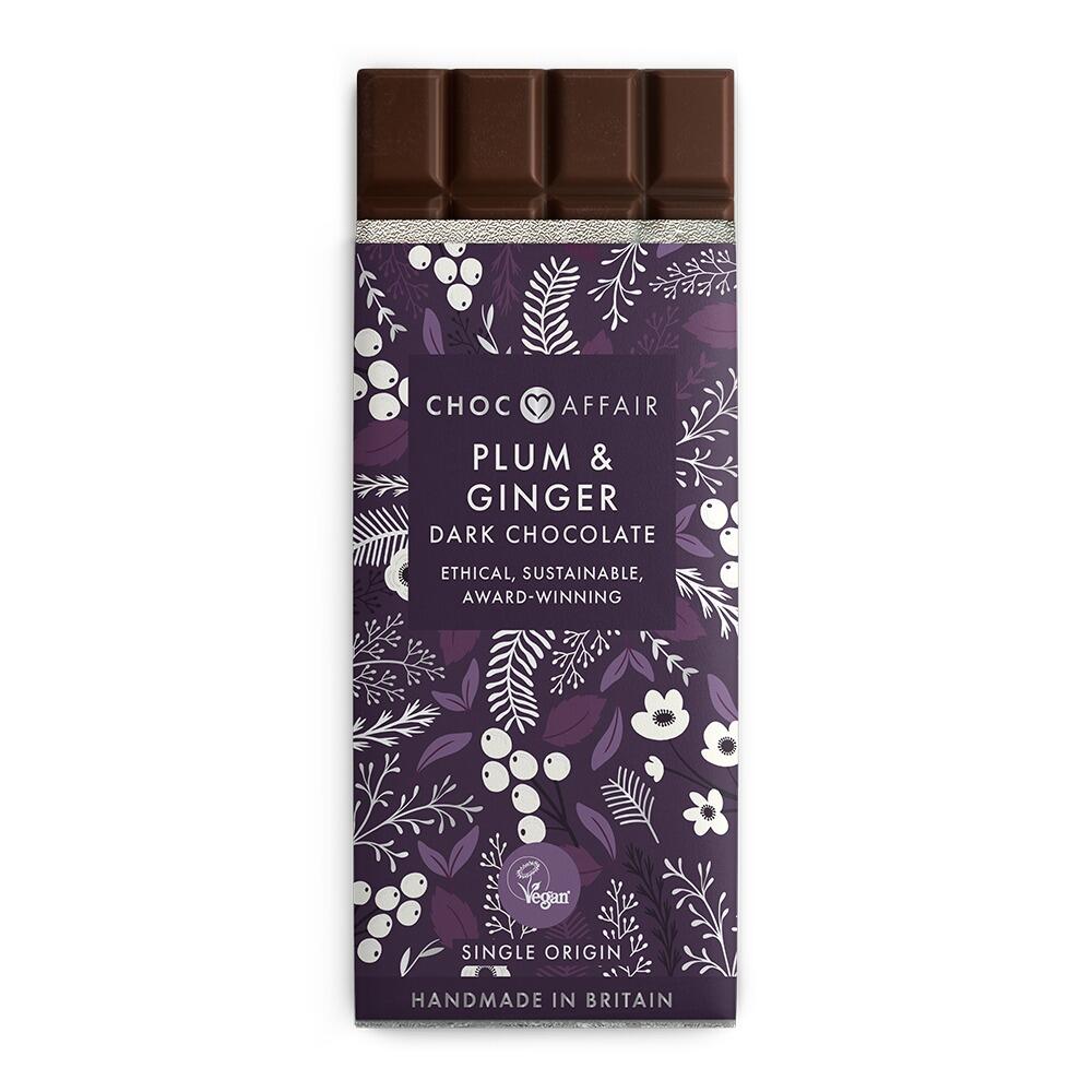Choc Affair Chocolate - Plum and Ginger (Dark) 90g Bar
