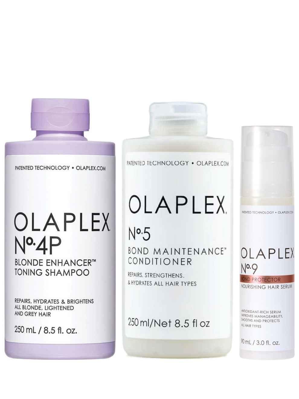 Olaplex Blonde Shampoo, Conditioner and Serum Set (No.4P + No.5 + No.9)