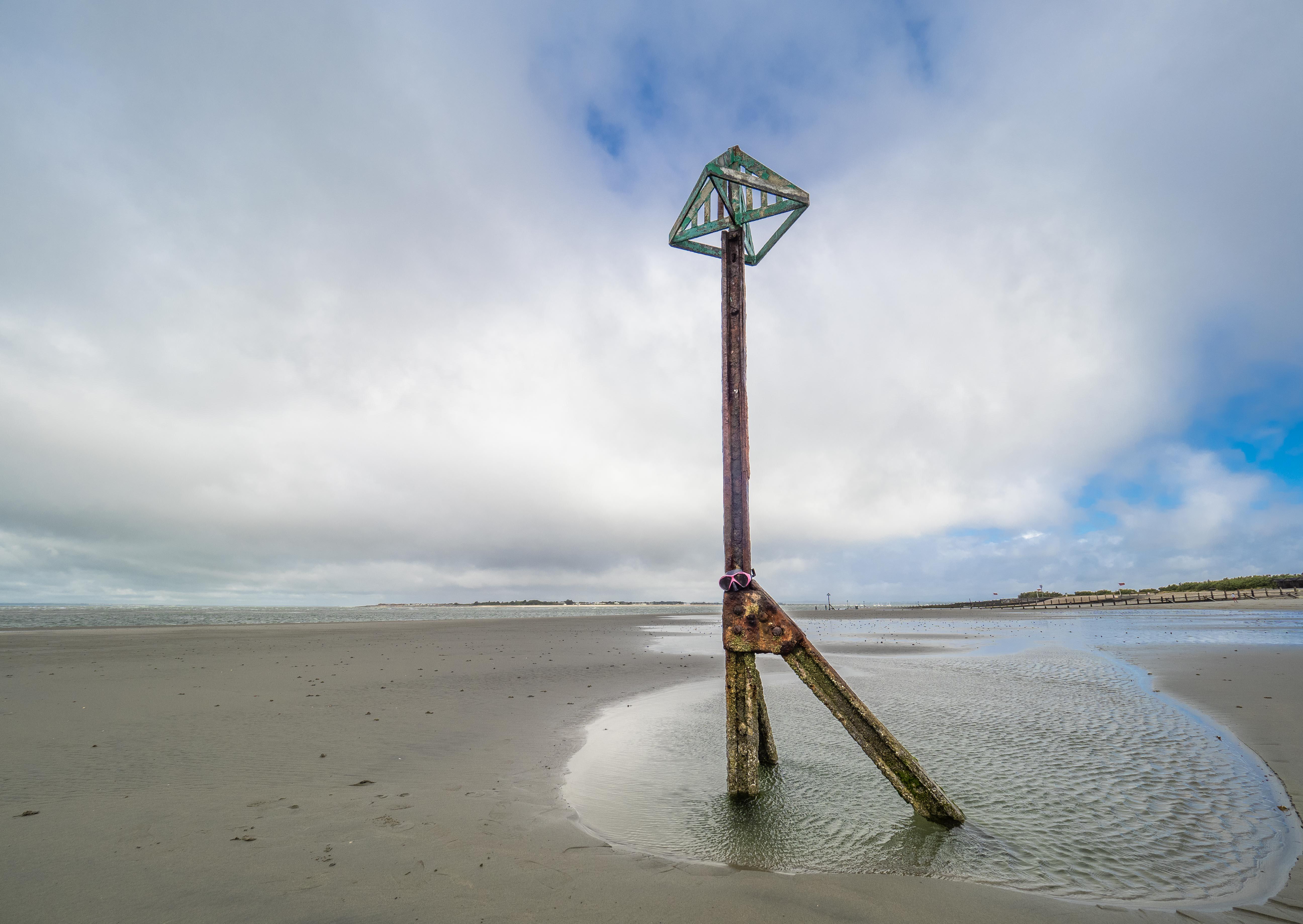 Lost Goggles is a print taken at West Wittering Beach in July 2020. It's a fun shot of one of the rusting navigational posts that warns boats away from the shoreline due to the low sea level. 