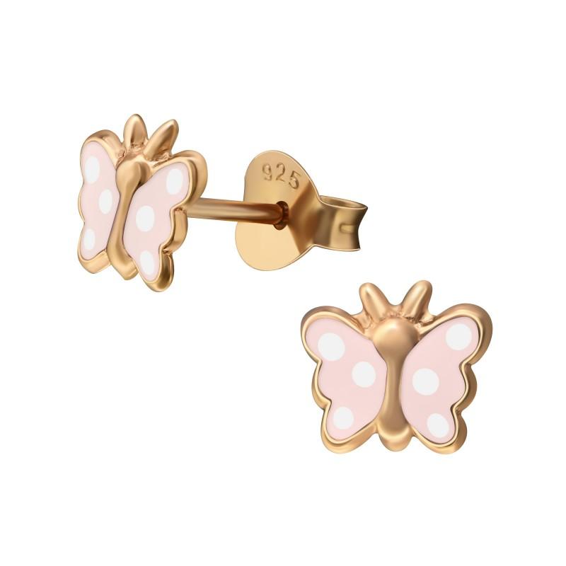 children's sterling silver polkadot butterfly stud earrings