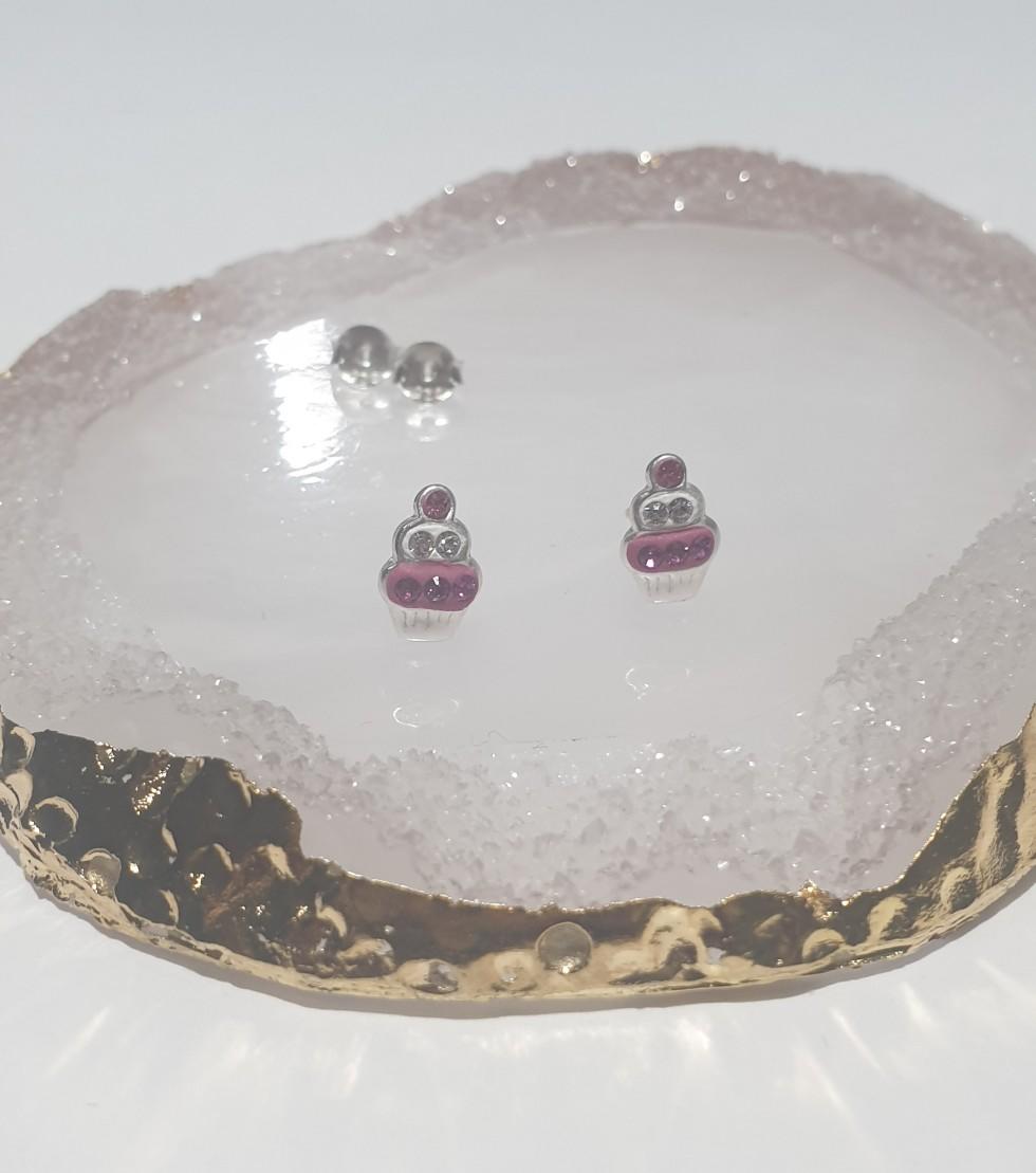 children's sterling silver cupcake stud earrings