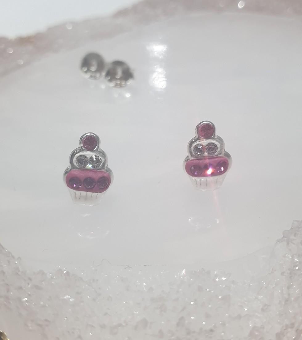 children's sterling silver cupcake stud earrings
