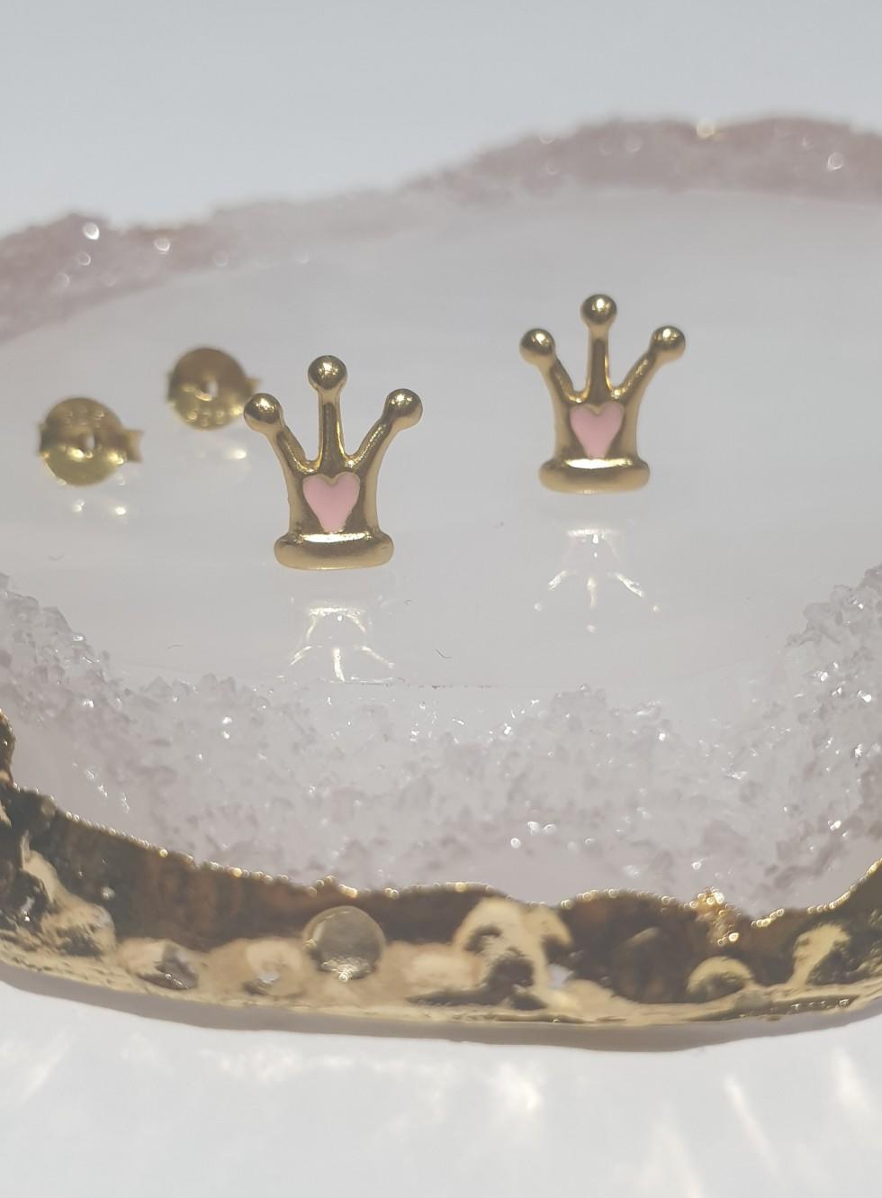 children's sterling silver frog crown stud earrings
