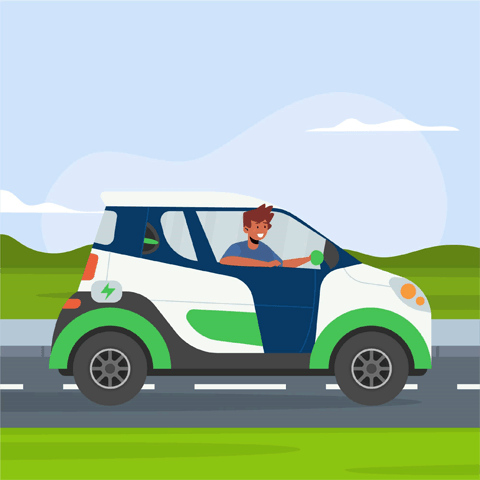 cartoon eco-friendly car