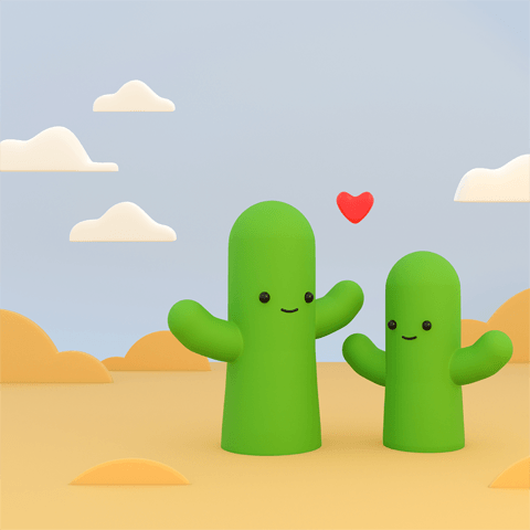 cute cacti in the desert