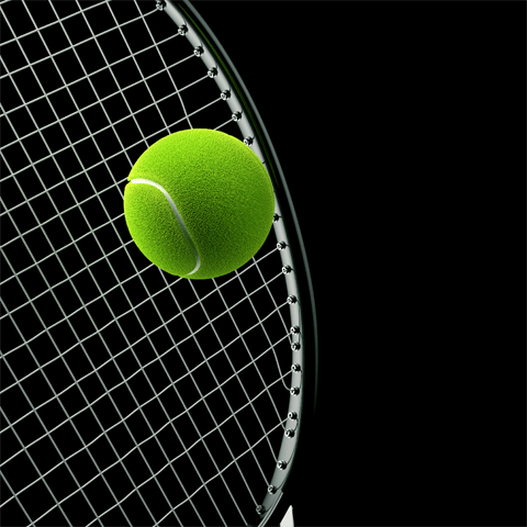 tennis raquet and tennis ball