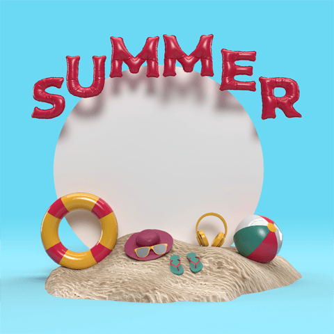 summer beach ball and flip flops