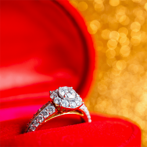diamond ring in a red box