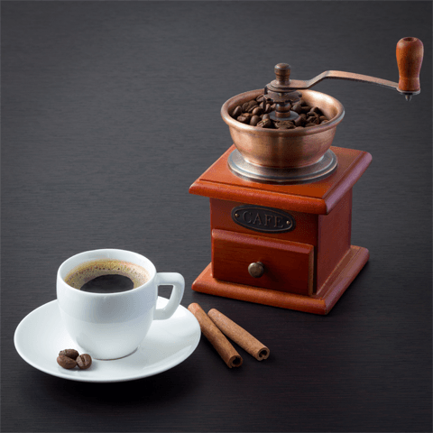 coffee mill and coffee cup