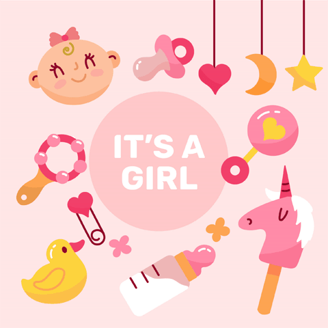 pink baby girl and toys