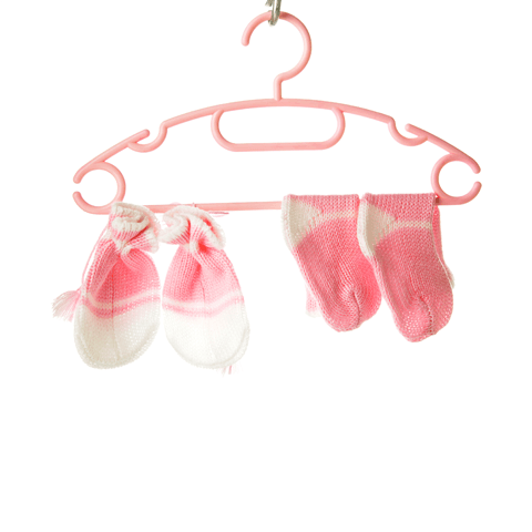 pink baby socks and mittens