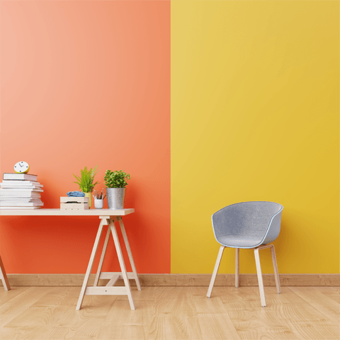 modern decor room orange and yellow
