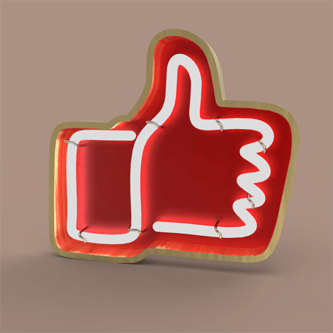 big red neon thumbs up sign