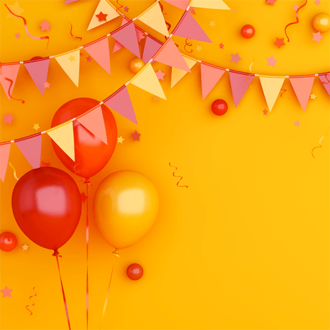 yellow balloons and bunting