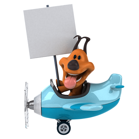 cartoon dog flying an aeroplane