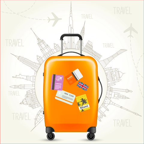 packed orange suitcase