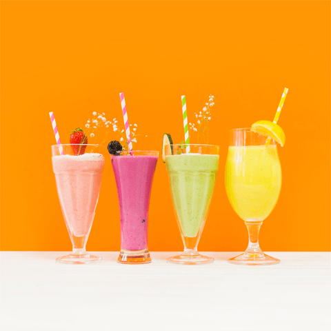 smoothies in tall glasses