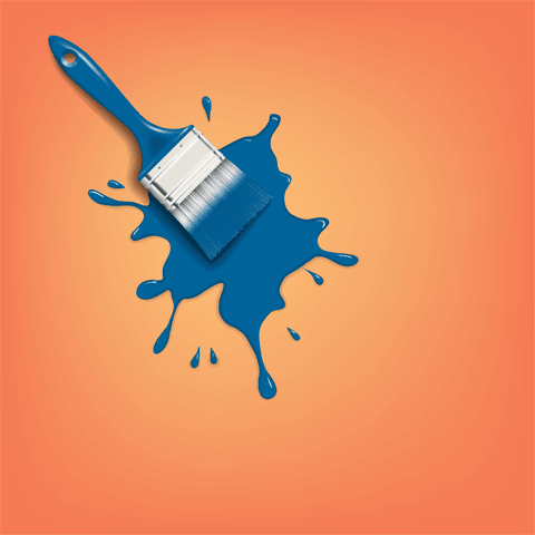 paintbrush and blue paint splash