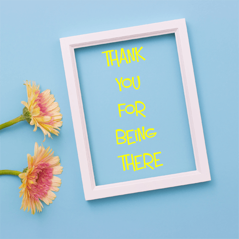 thank you message in a frame
