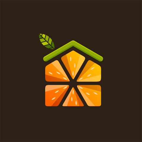 orange and green house icon