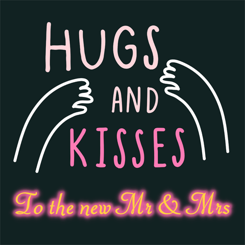 hugs and kisses motto with drawing of two arms