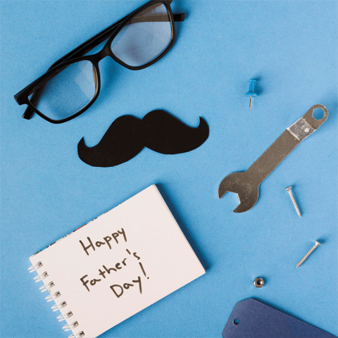 happy father's day message on blue background