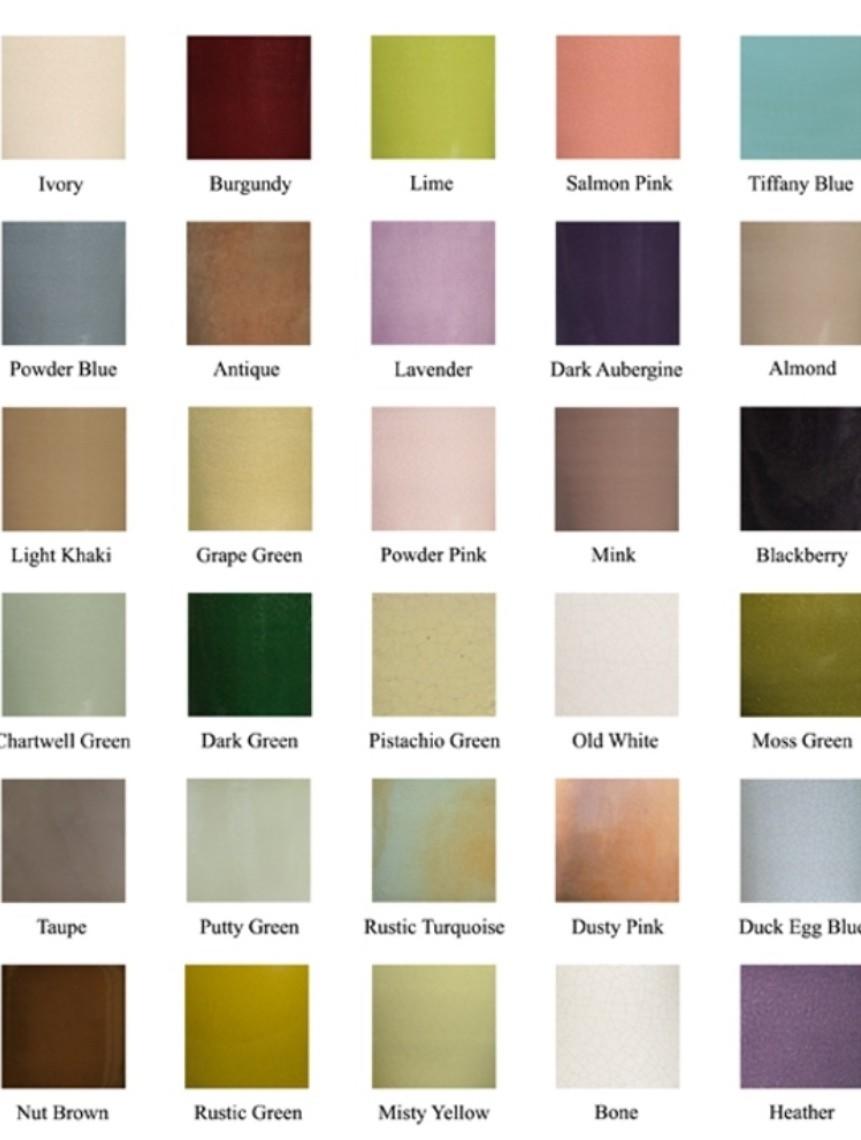 The colour chart for the range of Kew Pots