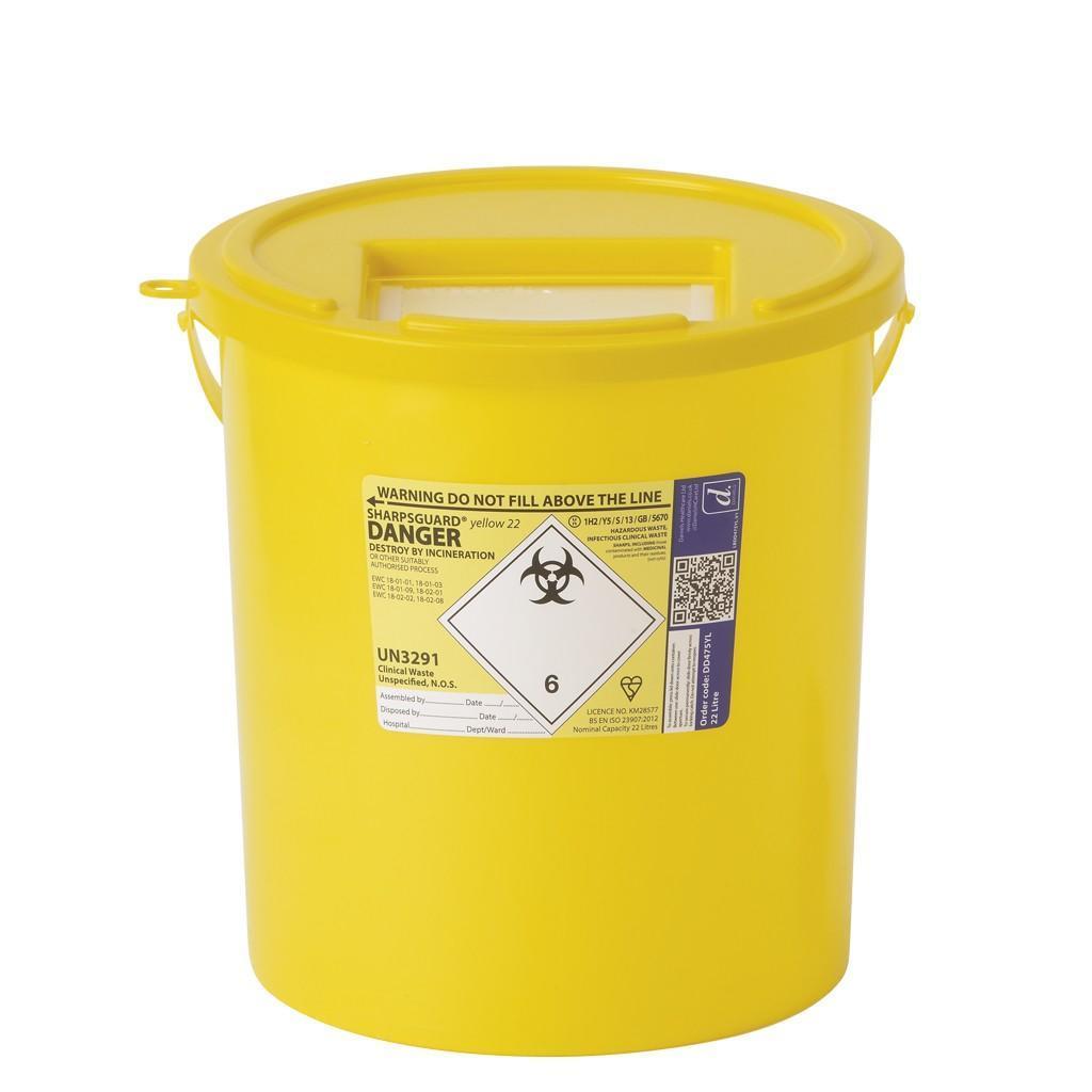 Sharpsguard Yellow 22 Litre Sharps Bin