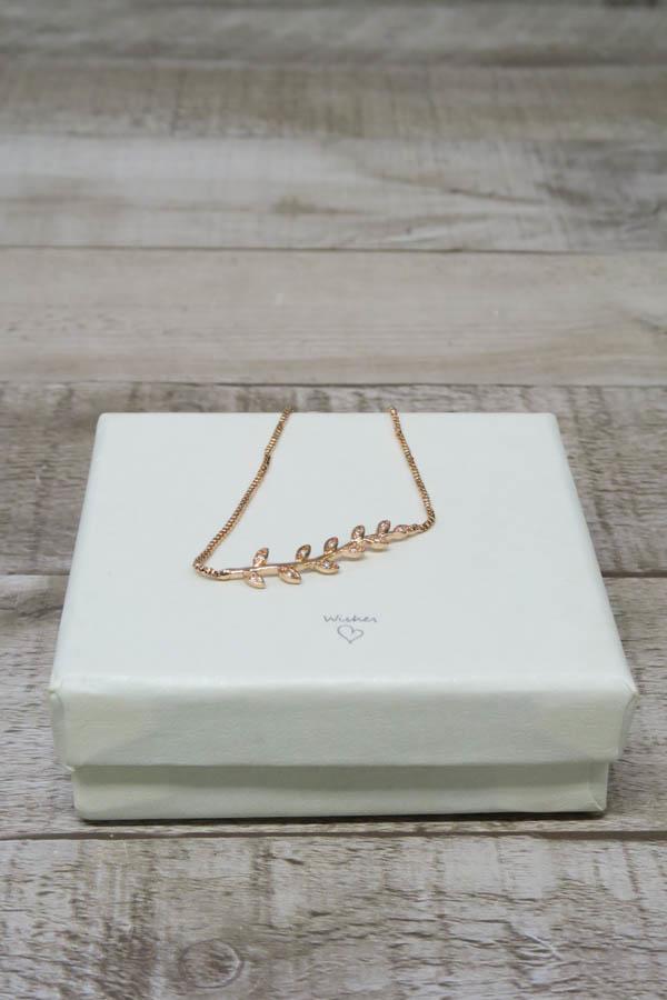 Wishes Rose Gold Coloured Box Chain Bracelet with Branch and Leaf Design29-01-2021 at 14.55.08 3.jpg