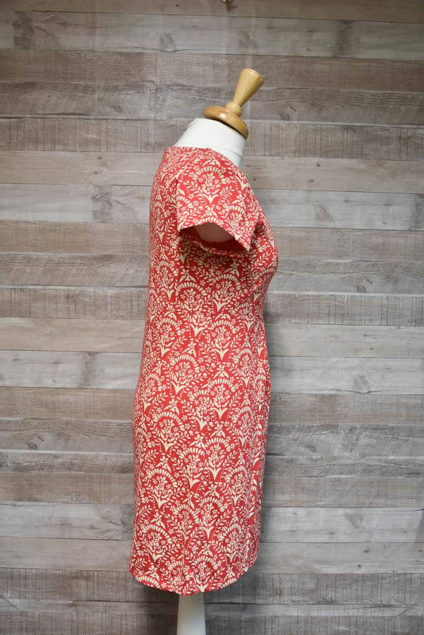 White Stuff Red with Cream all Over Pattern Cotton Ladies Dress Tunic Size 8-4449.jpg