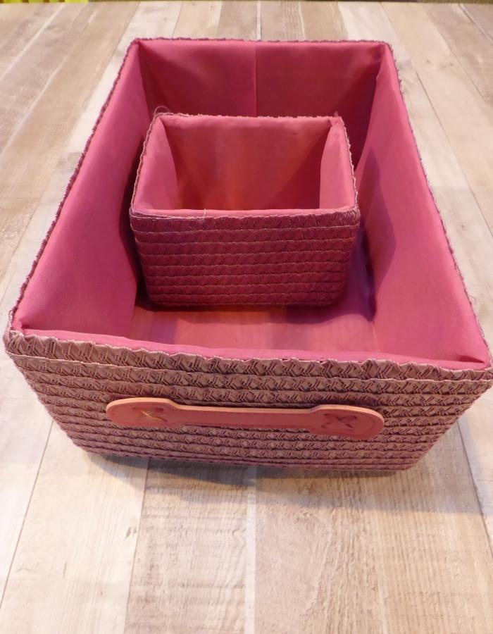 PAIR OF PINK LINED BASKETS