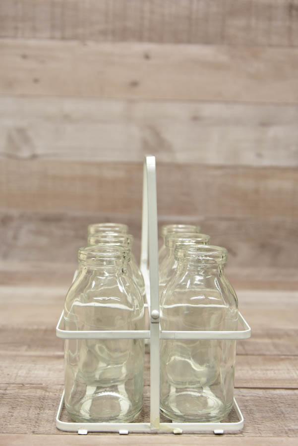 Set of Six Small Milk Bottles in Cream Metal Holder22-01-2021 at 12.52.32 3