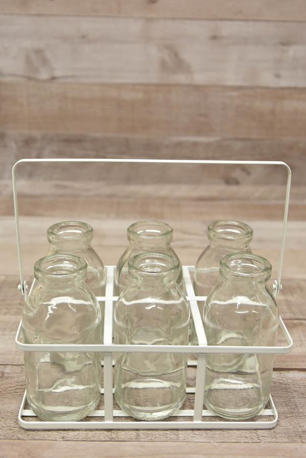 Set of Six Small Milk Bottles in Cream Metal Holder22-01-2021 at 12.52.32