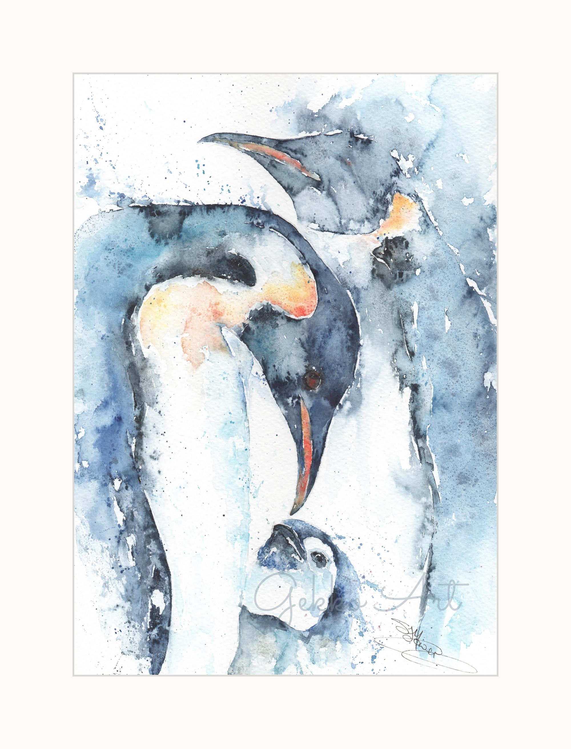 Penguin watercolour print