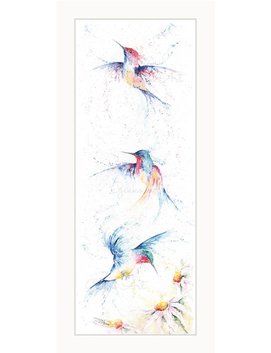 hummingbirds watercolour painting