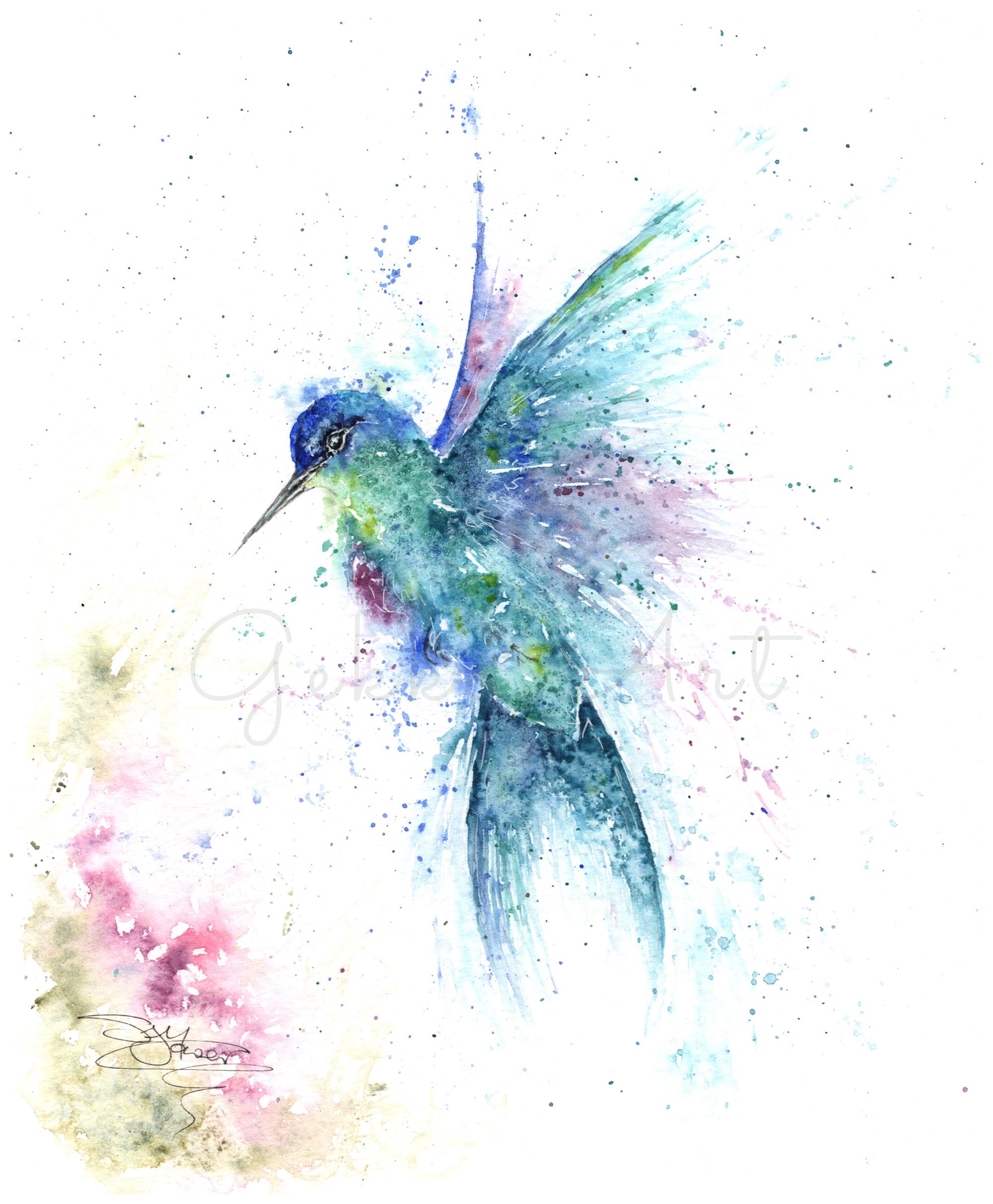 hummingbird watercolour painting