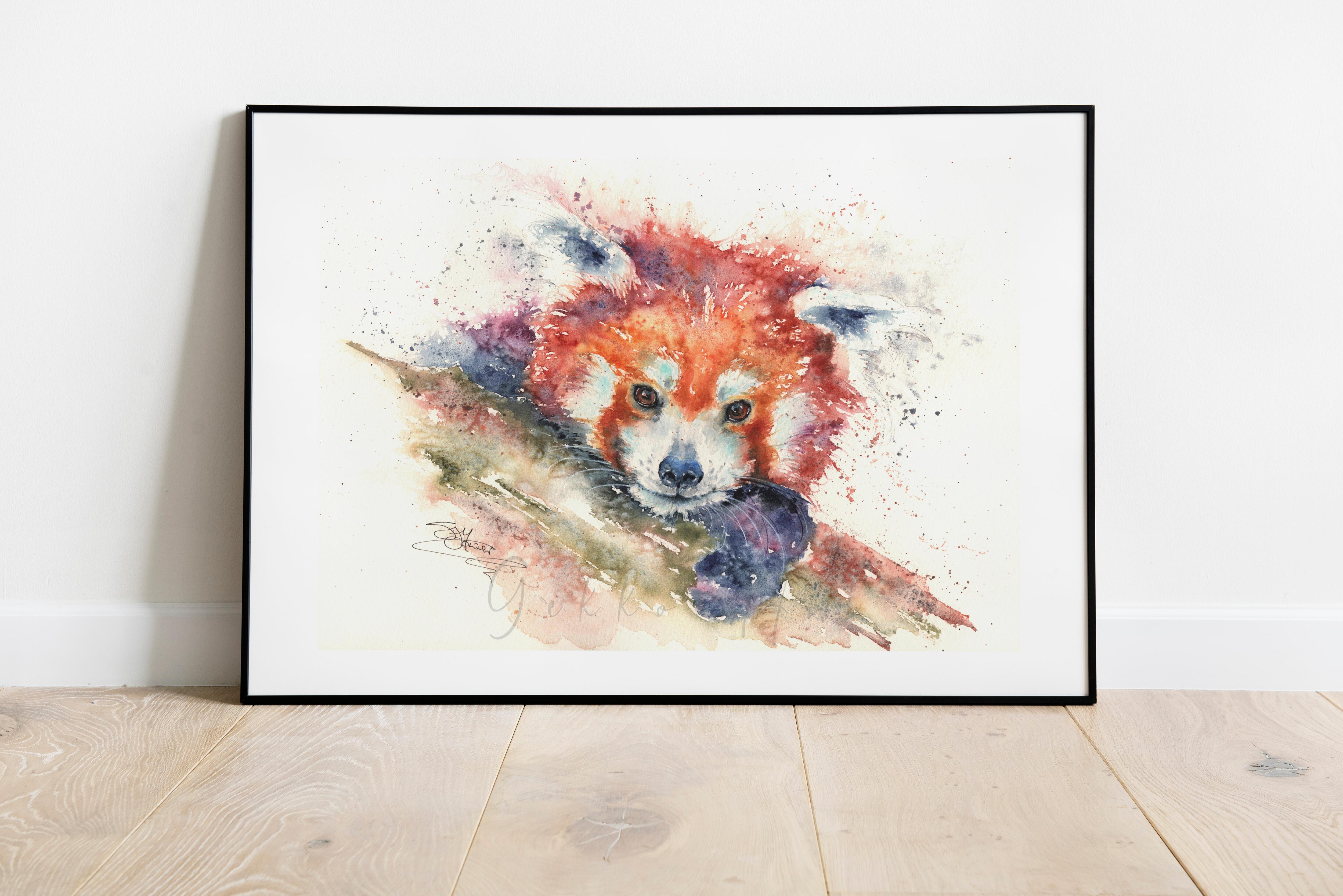 red panda framed painting