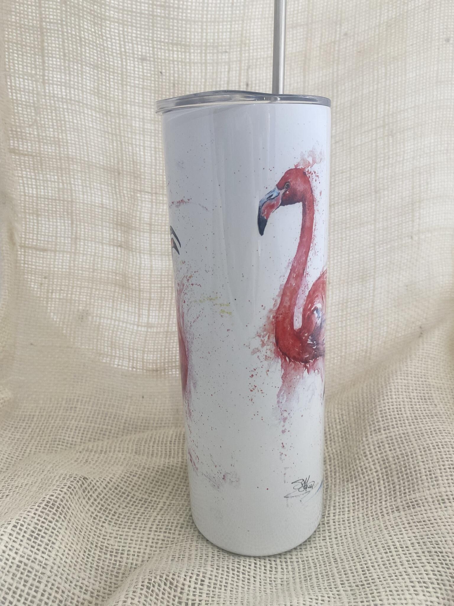 flamingo lidded tumbler