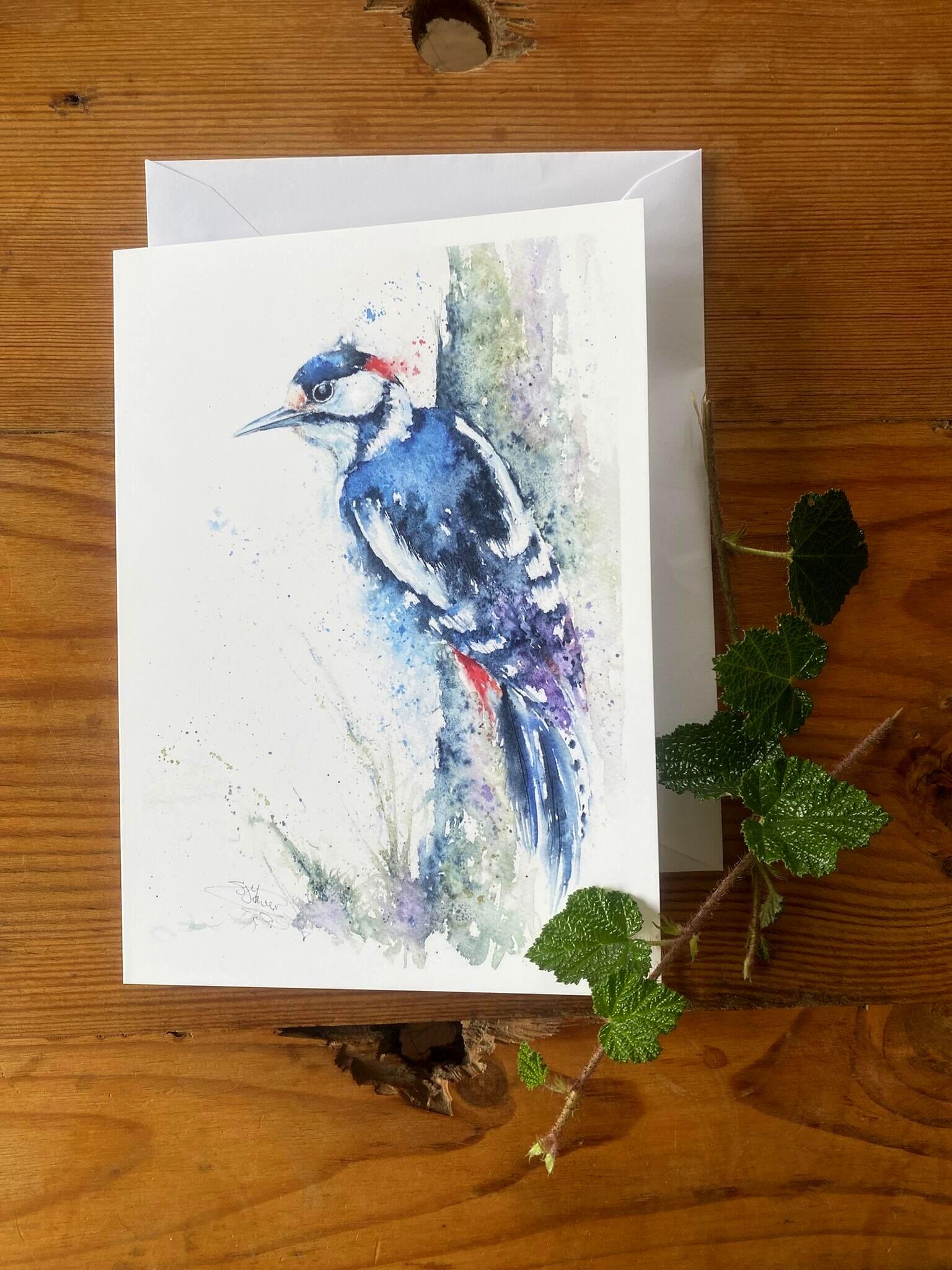 greater spotted woodpecker art card