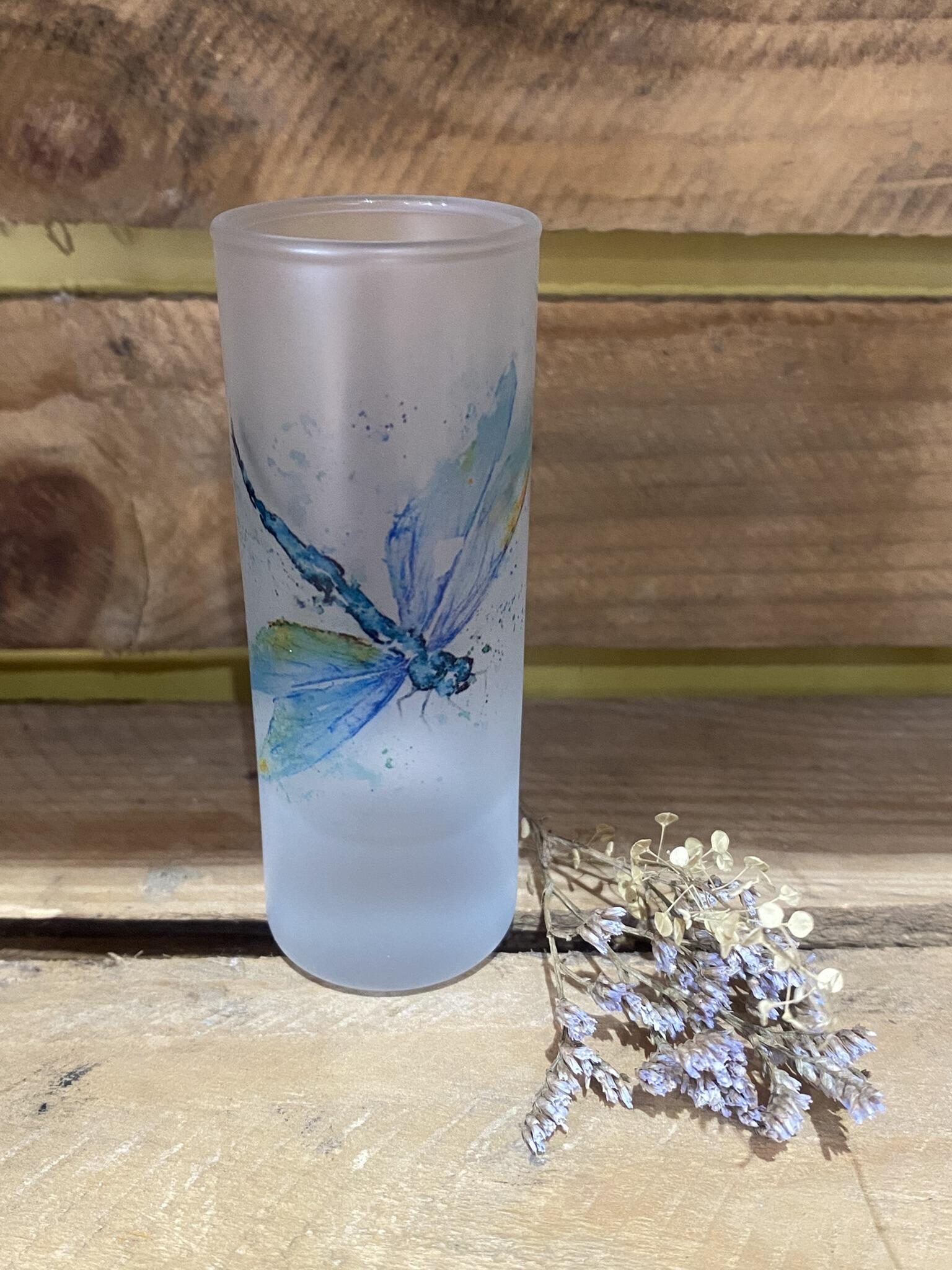 dragonfly watercolour shot glass